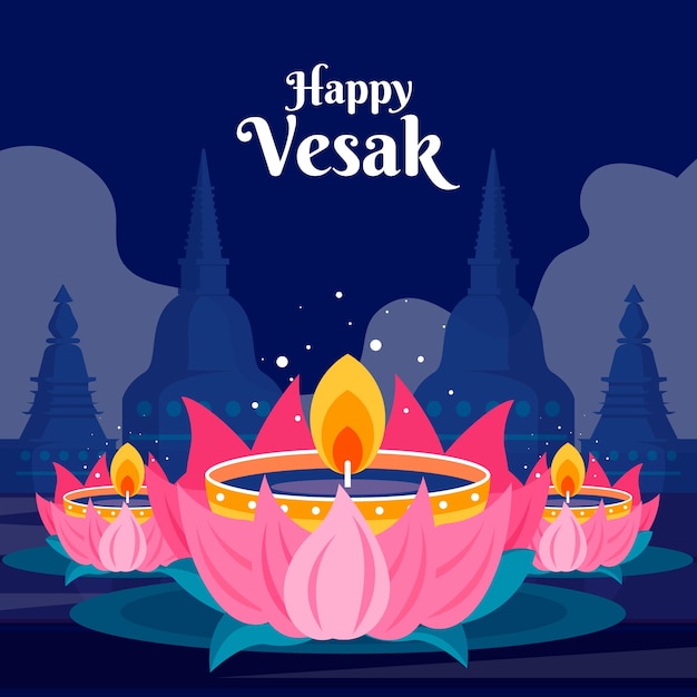Vecteur illustration plate pour la célébration du festival vesak