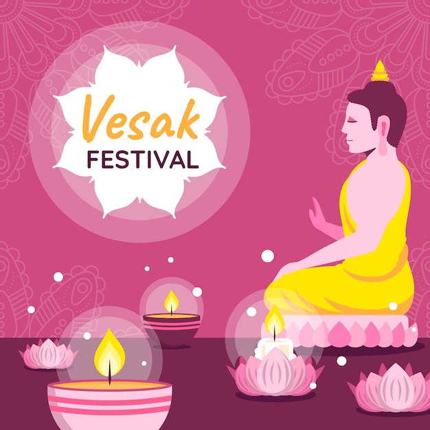 Vecteur illustration plate pour la célébration du festival vesak