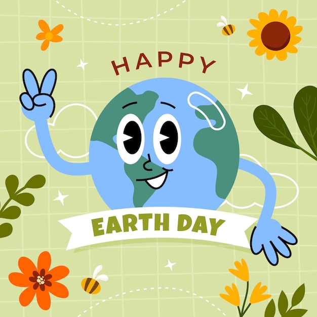 Illustration plate pour la célébration du jour de la terre