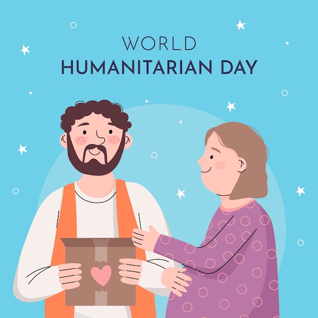 Illustration plate pour la célébration de la journée humanitaire mondiale