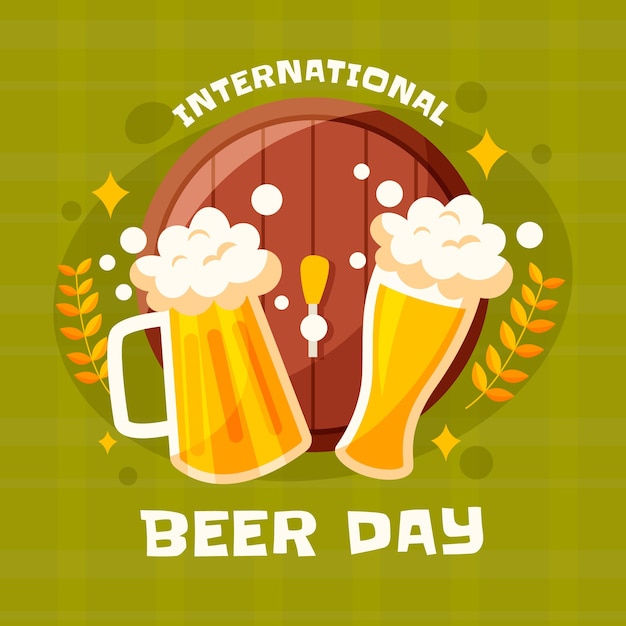 Vecteur illustration plate pour la célébration de la journée internationale de la bière
