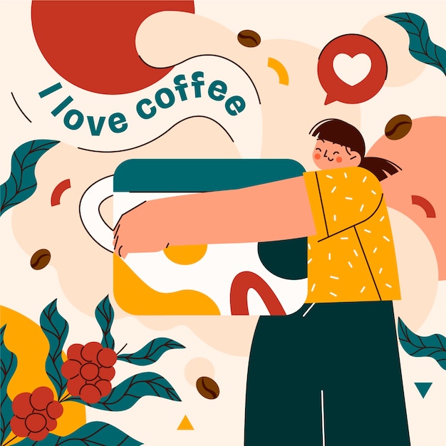 Vecteur illustration plate pour la célébration de la journée internationale du café