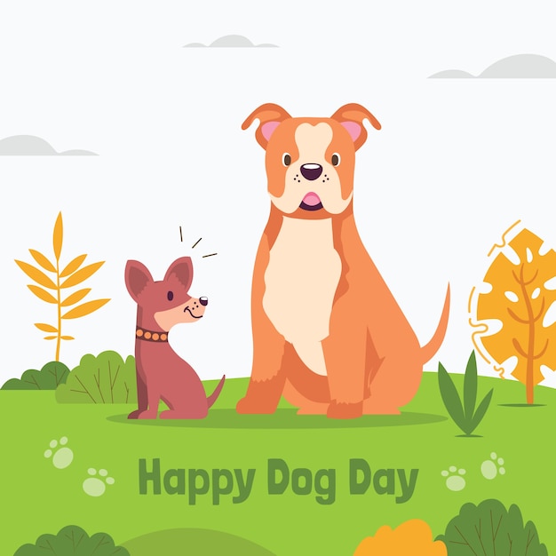 Vecteur illustration plate pour la célébration de la journée internationale du chien