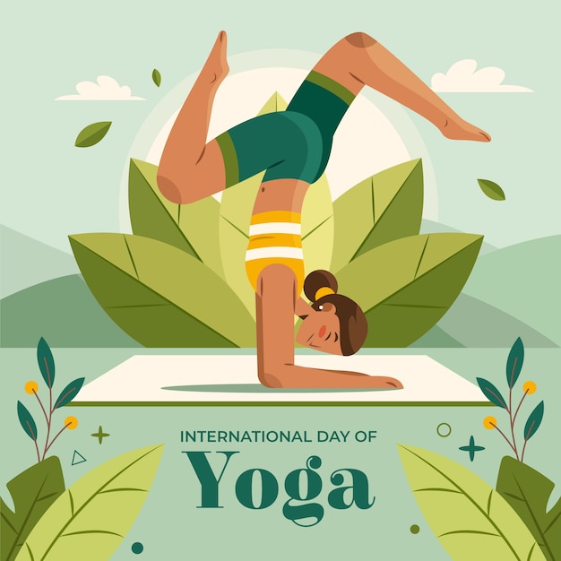 Illustration Plate Pour La Célébration De La Journée Internationale Du Yoga