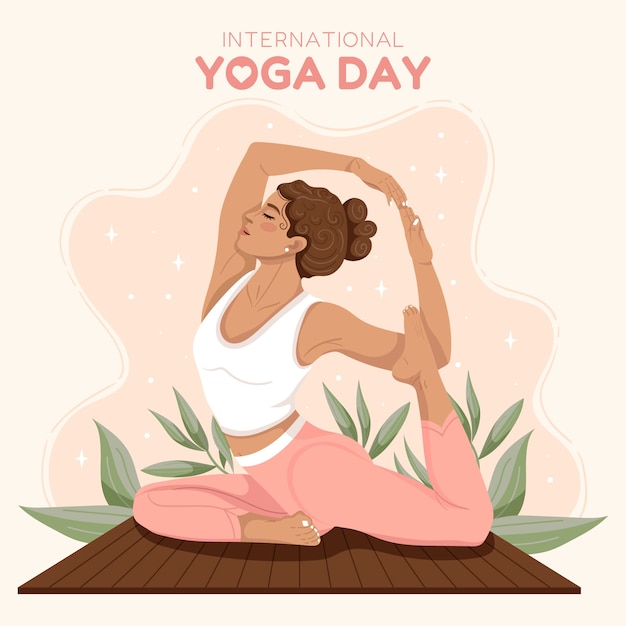 Illustration plate pour la célébration de la journée internationale du yoga