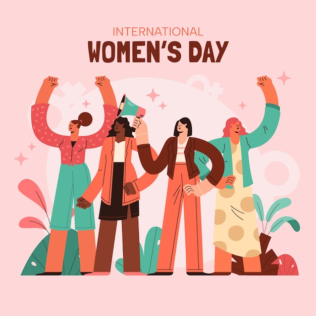 Vecteur illustration plate pour la célébration de la journée internationale de la femme.