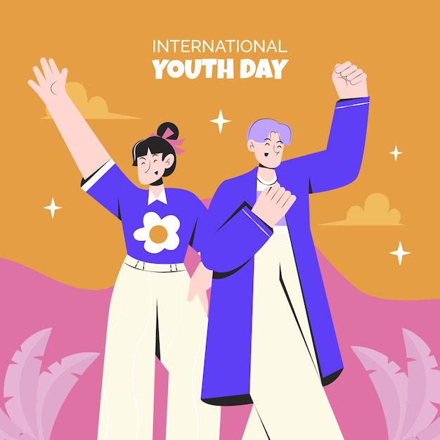 Illustration Plate Pour La Célébration De La Journée Internationale De La Jeunesse