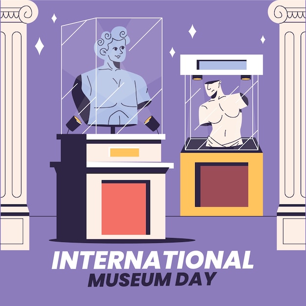 Vecteur illustration plate pour la célébration de la journée internationale des musées