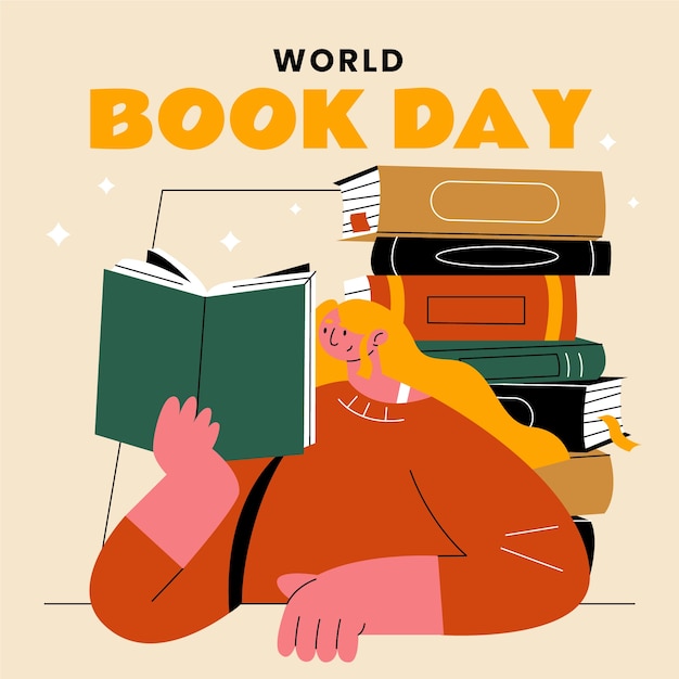 Vecteur illustration plate pour la célébration de la journée mondiale du livre