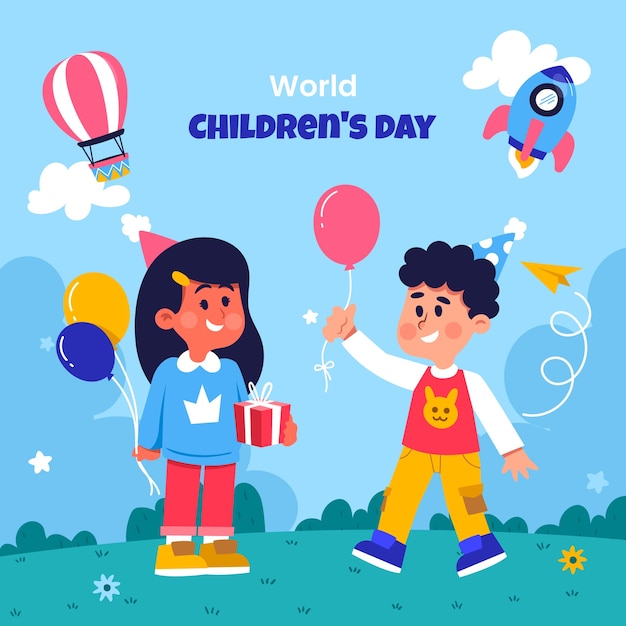 Illustration plate pour la célébration de la journée mondiale des enfants