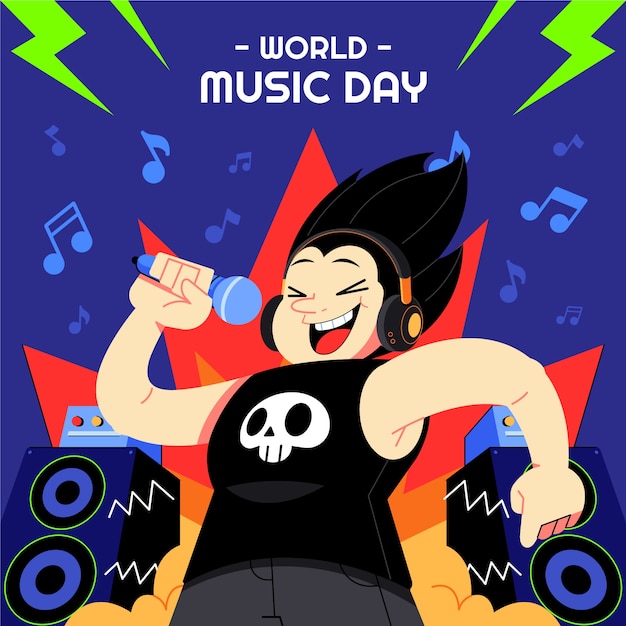 Vecteur illustration plate pour la célébration de la journée mondiale de la musique