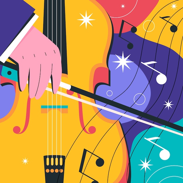 Illustration plate pour la célébration de la journée mondiale de la musique