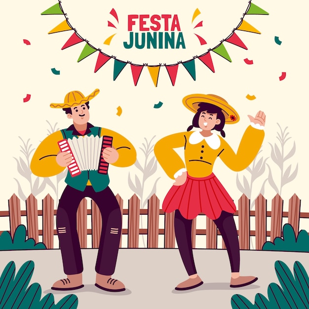 Vecteur illustration plate pour les célébrations brésiliennes des festas juninas