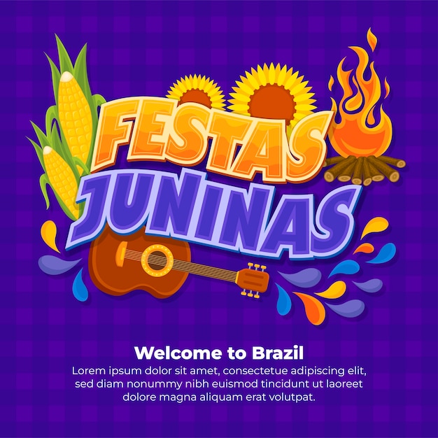 Illustration plate pour les célébrations brésiliennes des festas juninas