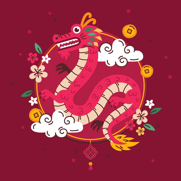 Vecteur illustration plate pour le festival du nouvel an chinois