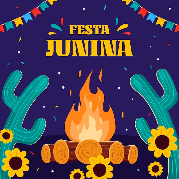 Vecteur illustration plate pour les festivités brésiliennes des festas juninas
