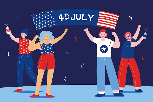 Vecteur illustration plate pour la fête américaine du 4 juillet