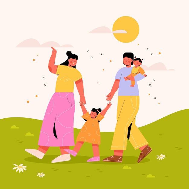 Illustration plate pour la journée internationale des familles