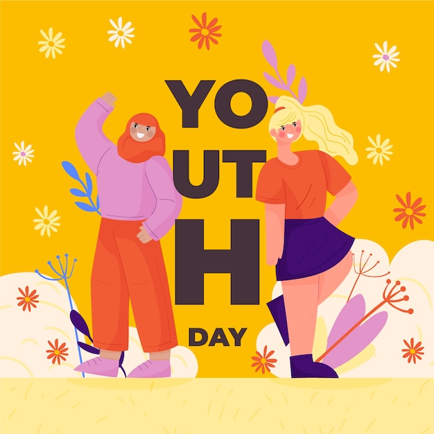 Vecteur illustration plate pour la journée internationale de la jeunesse
