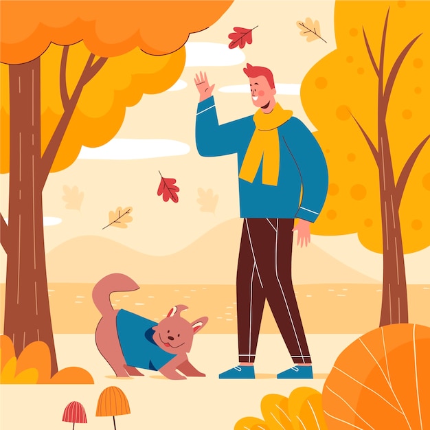 Illustration plate pour la saison d'automne