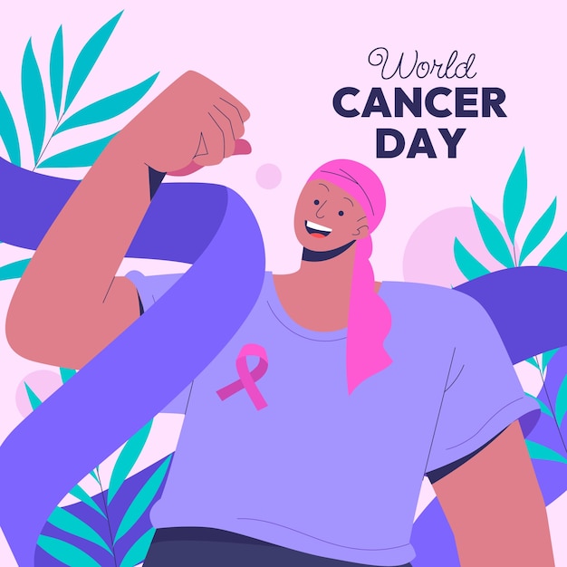 Illustration Plate Pour La Sensibilisation à La Journée Mondiale Du Cancer