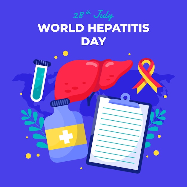 Illustration plate pour la sensibilisation à la journée mondiale de l'hépatite