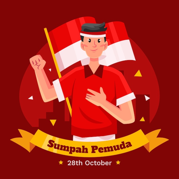Vecteur illustration plate pour sumpah pemuda indonésien