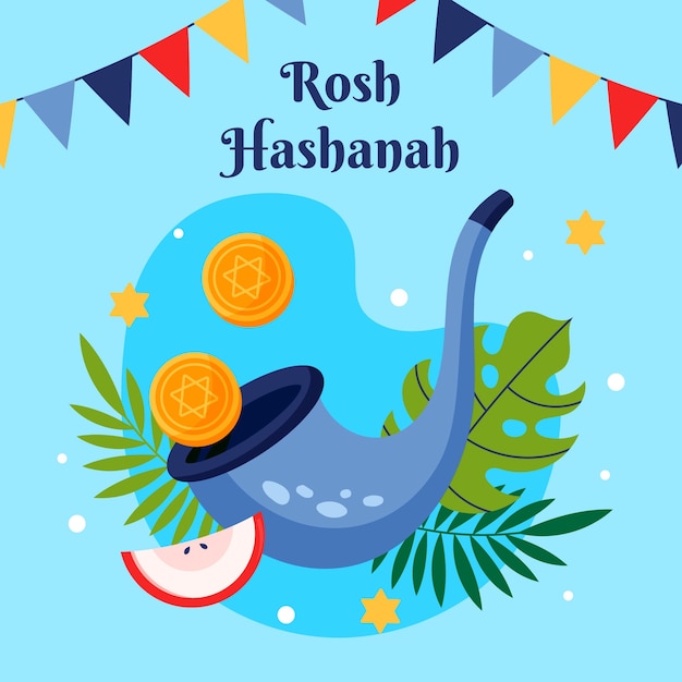 Vecteur illustration plate de rosh hashanah