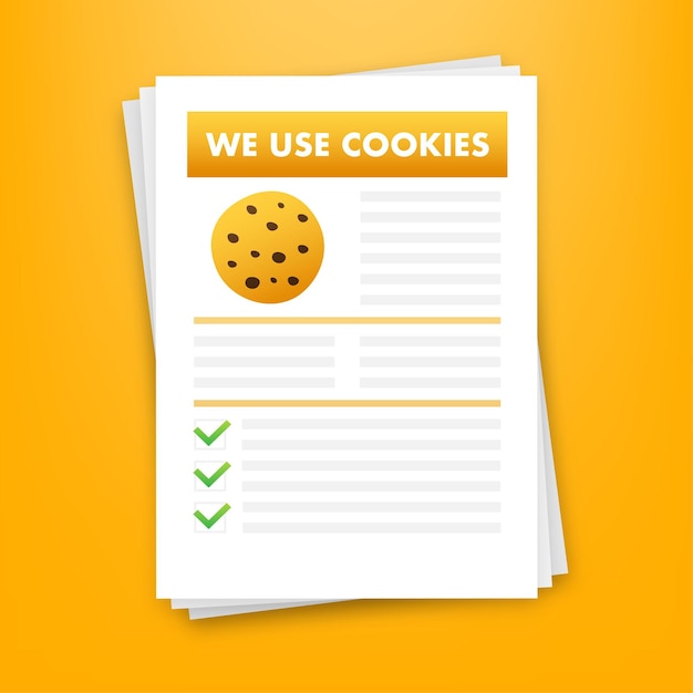 Illustration Plate Avec Site Web, Nous Utilisons Un Ordinateur Cookie Pour La Conception De Bannières Illustration Vectorielle