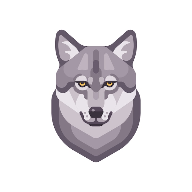 Illustration plate de tête de loup. Icône de visage d&#39;animal sauvage