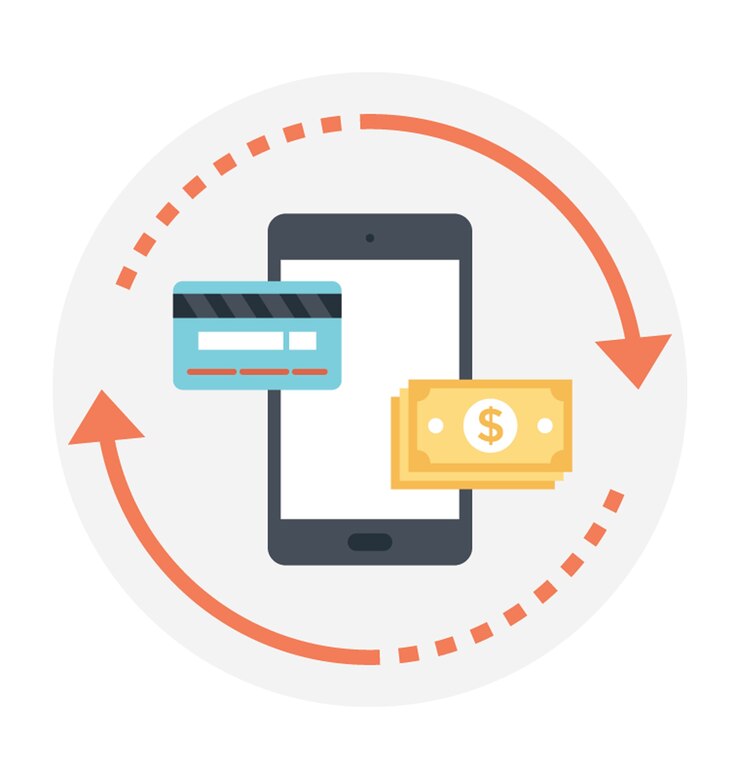 Vecteur illustration plate de transaction mobile