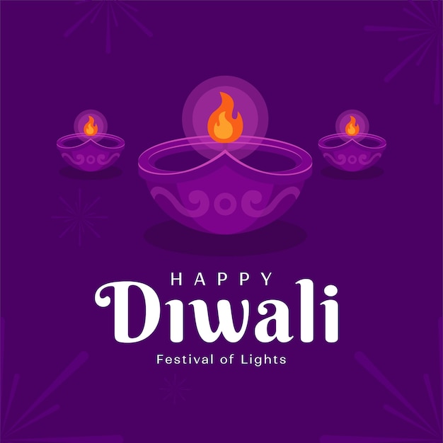 illustration plate de vecteur violet pour la célébration du festival de Diwali