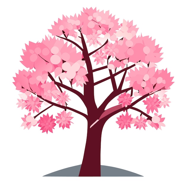Vecteur illustration plate vectorisée d'un arbre de fleurs de cerisier vectoriel 2d