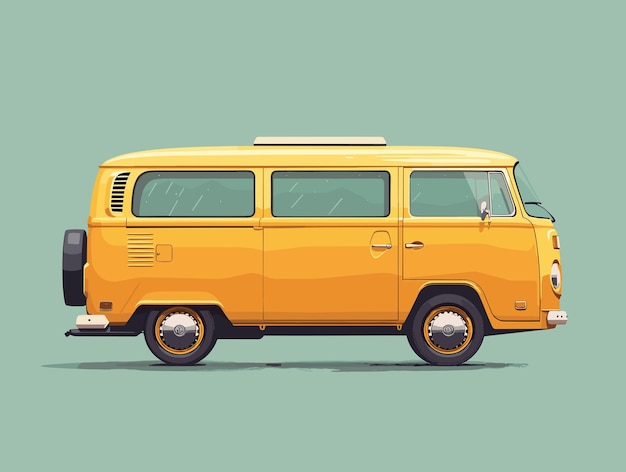 Vecteur illustration plate d'un vieux bus jaune à haute résolution