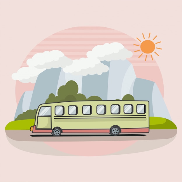 Illustration Plate De Voyage En Bus