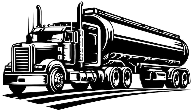 Vecteur illustration à pochoir vectoriel d'un camion-citerne de transport de liquides