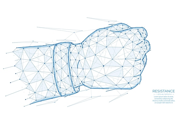 Illustration d'un poing symbolisant la résistance ou la force de la défense. Conception de concept de geste de combat