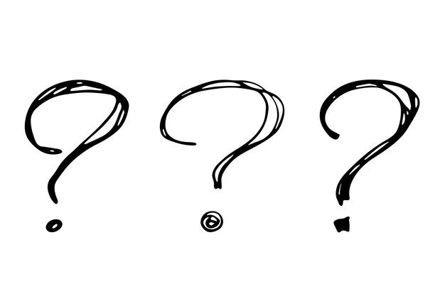 Illustration de point d'interrogation à l'encre dessinée à la main dans le style d'esquisse Éléments de conception