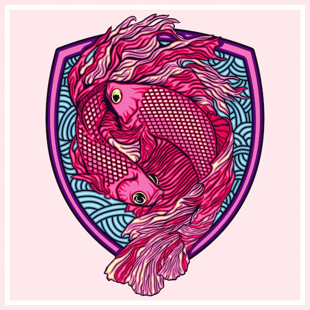 Vecteur illustration de poisson combattant