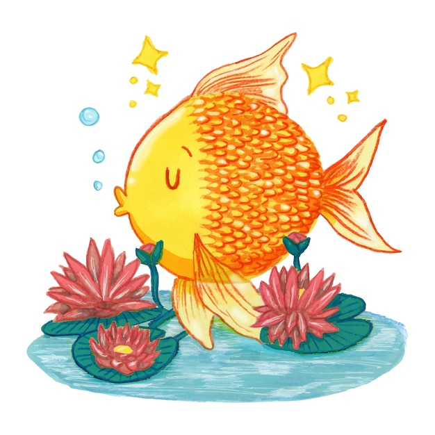 Illustration de poisson doré mignon
