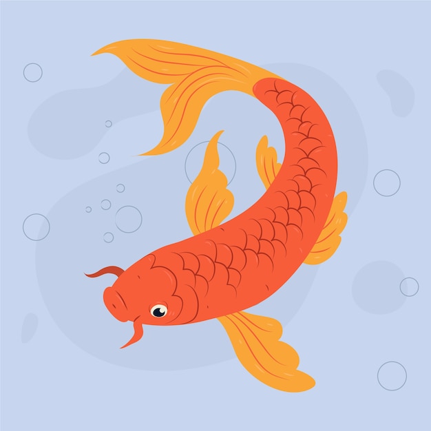 Vecteur illustration de poisson koi design plat