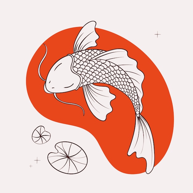 Vecteur illustration de poisson koi dessiné à la main