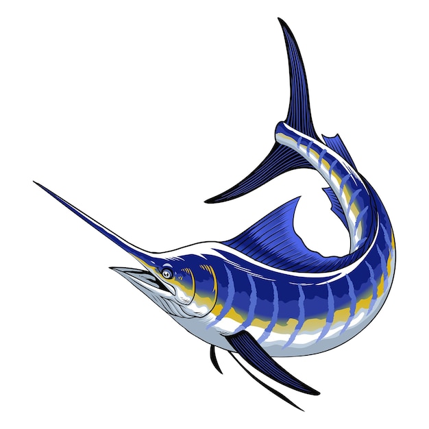 Vecteur illustration de poisson marlin bleu dans le style vintage