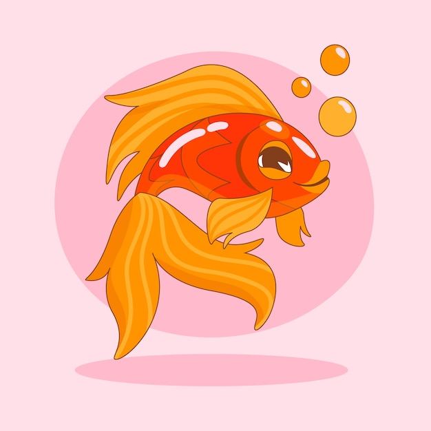 Vecteur illustration de poisson rouge dessin animé dessiné à la main