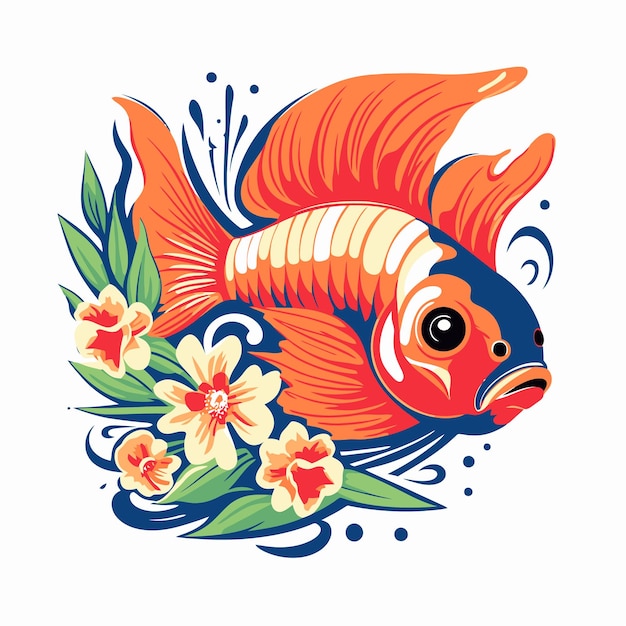 illustration de poissons et de fleurs