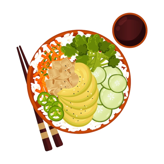 Illustration de poke design plat dessiné à la main