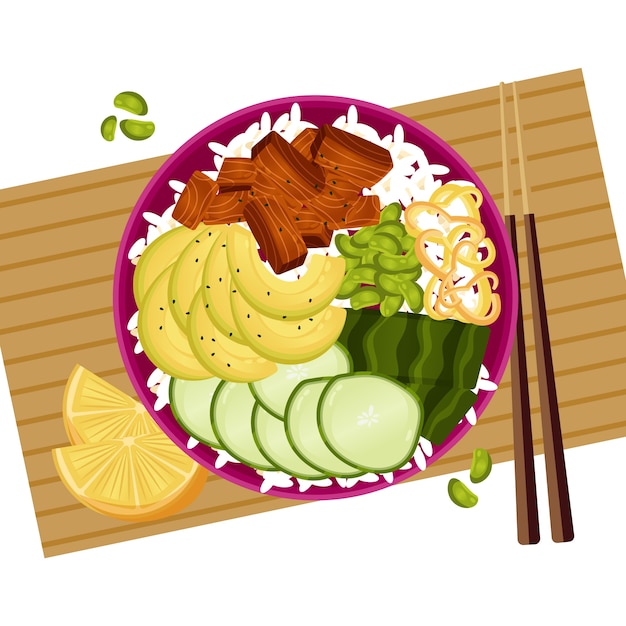 Illustration de poke design plat dessiné à la main