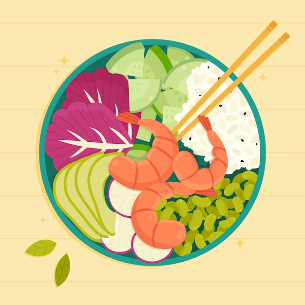 Illustration de poke dessiné à la main