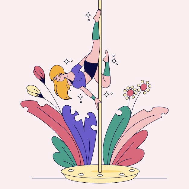 Illustration De Pole Dance Dessinée à La Main