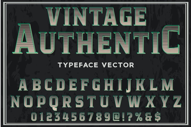 Vecteur illustration de police alphabet authentique vintage